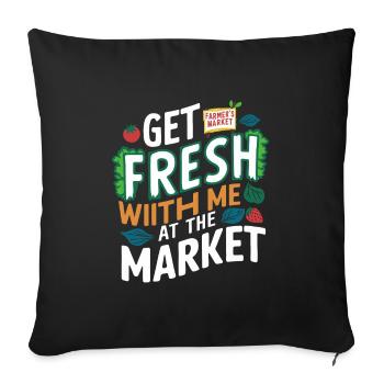 Marché fermier Agriculture Alimentation - Housse de coussin décorative 45 x 45 cm - noir - Devant