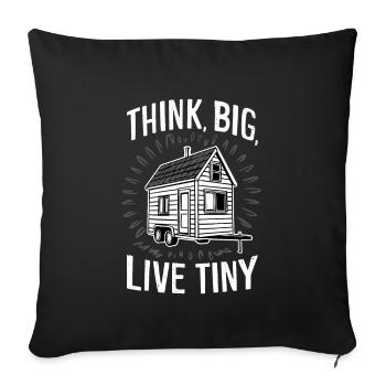 Rolling Tiny House Minimalistischer Lebensstil - Sofakissenbezug 45 x 45 cm - Schwarz - Vorne