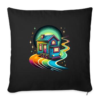Rolling Tiny House Minimalistischer Lebensstil - Sofakissenbezug 45 x 45 cm - Schwarz - Vorne