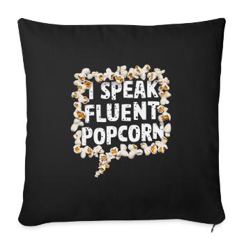 Lustiger Popcorn-spruch, Binge-watching-popcorn - Sofakissenbezug 45 x 45 cm - Schwarz - Vorne