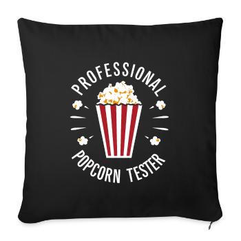 Lustiger Popcorn-spruch, Binge-watching-popcorn - Sofakissenbezug 45 x 45 cm - Schwarz - Vorne