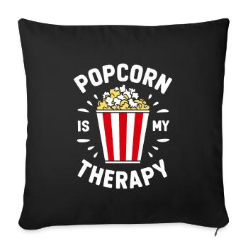 Lustiger Popcorn-spruch, Binge-watching-popcorn - Sofakissenbezug 45 x 45 cm - Schwarz - Vorne