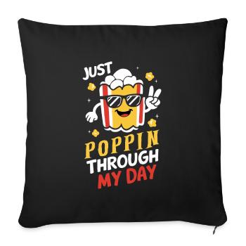 Lustiger Popcorn-spruch, Binge-watching-popcorn - Sofakissenbezug 45 x 45 cm - Schwarz - Vorne