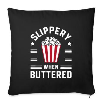 Lustiger Popcorn-spruch, Binge-watching-popcorn - Sofakissenbezug 45 x 45 cm - Schwarz - Vorne