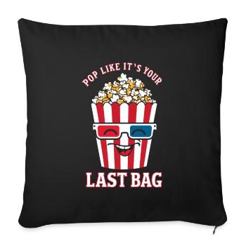 Lustiger Popcorn-spruch, Binge-watching-popcorn - Sofakissenbezug 45 x 45 cm - Schwarz - Vorne