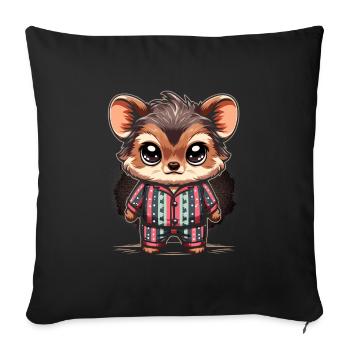 Cute Pudu Deer South America Cartoon Deer - Sofa pillowcase 17,3'' x 17,3'' (45 x 45 cm) - black - Front