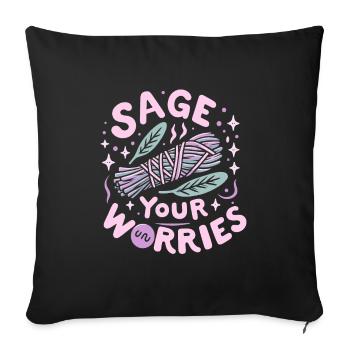Smudge Sage Feather Spiritual Witchcraft Meditate - Sofa pillowcase 17,3'' x 17,3'' (45 x 45 cm) - black - Front