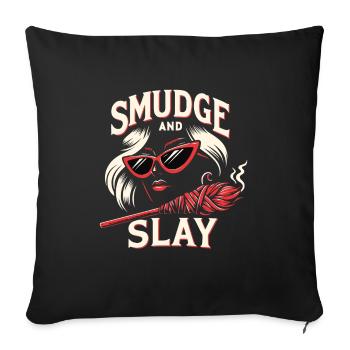 Smudge Sage Feather Spiritual Witchcraft Meditate - Sofa pillowcase 17,3'' x 17,3'' (45 x 45 cm) - black - Front
