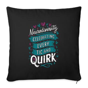 Syndrome de Gilles de la Tourette Conscience Neurodiverse - Housse de coussin décorative 45 x 45 cm - noir - Devant