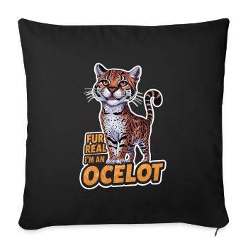 Ocelot Wild Cat Exotic Pets Jungle Big Cat - Sofa pillowcase 17,3'' x 17,3'' (45 x 45 cm) - black - Front