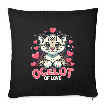 Ocelot Wild Cat Exotic Pets Jungle Big Cat - Sofa pillowcase 17,3'' x 17,3'' (45 x 45 cm) - black - Front