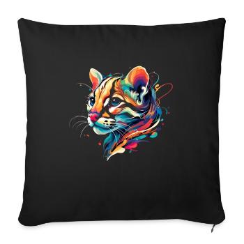 Ocelot Wild Cat Exotic Pets Jungle Big Cat - Sofa pillowcase 17,3'' x 17,3'' (45 x 45 cm) - black - Front