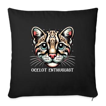 Ocelot Wild Cat Exotic Pets Jungle Big Cat - Sofa pillowcase 17,3'' x 17,3'' (45 x 45 cm) - black - Front