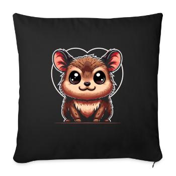 Cute Pudu Deer South America Cartoon Deer - Sofa pillowcase 17,3'' x 17,3'' (45 x 45 cm) - black - Front