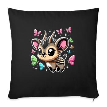 Cute Pudu Deer South America Cartoon Deer - Sofa pillowcase 17,3'' x 17,3'' (45 x 45 cm) - black - Front