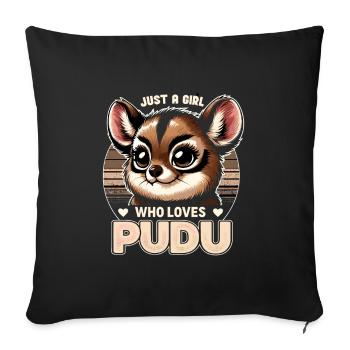 Cute Pudu Deer South America Cartoon Deer - Sofa pillowcase 17,3'' x 17,3'' (45 x 45 cm) - black - Front