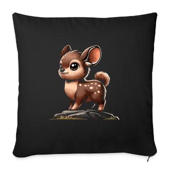Cute Pudu Deer South America Cartoon Deer - Sofa pillowcase 17,3'' x 17,3'' (45 x 45 cm) - black - Front