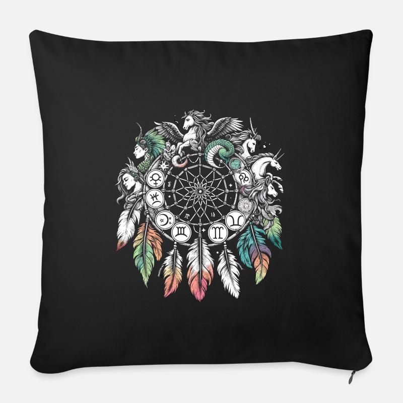 Dream Catcher Bohemian Spiritual Dreamcatcher - Sofakissenbezug 45 x 45 cm - Schwarz