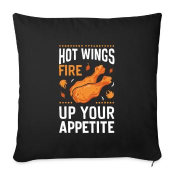 Ailes de poulet chaudes Ailes de poulet épicées Ailes de buffle - Housse de coussin décorative 45 x 45 cm - noir - Devant