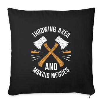 Maîtres du lancer de hache pour une pratique précise de la cible - Housse de coussin décorative 45 x 45 cm - noir - Devant
