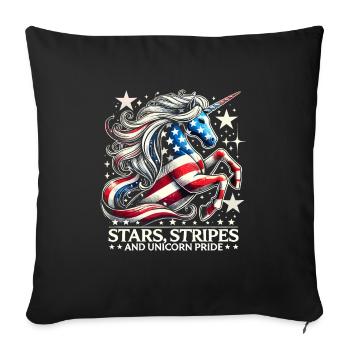 Patriotisme magique Licorne américaine États-Unis - Housse de coussin décorative 45 x 45 cm - noir - Devant