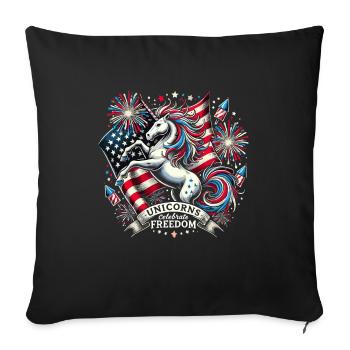 Patriotisme magique Licorne américaine États-Unis - Housse de coussin décorative 45 x 45 cm - noir - Devant