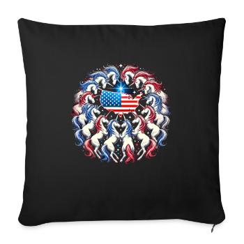 Patriotisme magique Licorne américaine États-Unis - Housse de coussin décorative 45 x 45 cm - noir - Devant