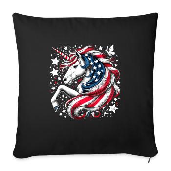 Magical Patriotism American Unicorn USA - Sofa pillowcase 17,3'' x 17,3'' (45 x 45 cm) - black - Front
