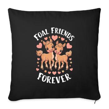 Amoureux des chevaux, soins aux poulains, équitation, passion - Housse de coussin décorative 45 x 45 cm - noir - Devant