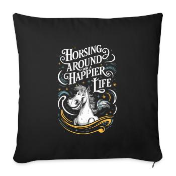 Healing through equine therapy and therapeutic - Sofa pillowcase 17,3'' x 17,3'' (45 x 45 cm) - black - Front