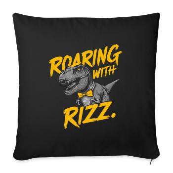 La culture des rizières avec l’art des dinosaures et le T-Rex - Housse de coussin décorative 45 x 45 cm - noir - Devant