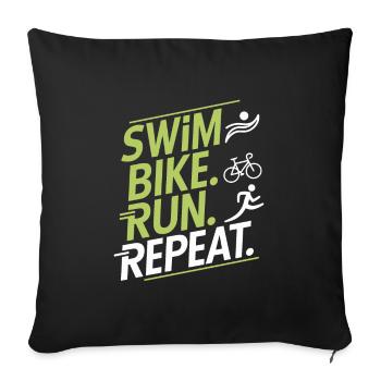 Triathlon Natation Vélo Course Triathlète Sports Cadeau - Housse de coussin décorative 45 x 45 cm - noir - Devant