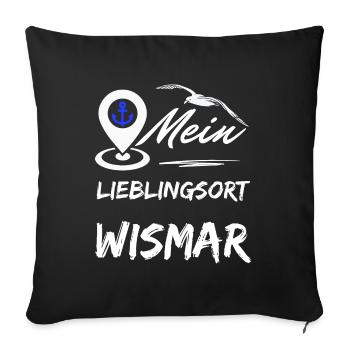 Wismar my favorite place-Hanseatic city of Wismar-Möwe - Sofa pillowcase 17,3'' x 17,3'' (45 x 45 cm) - black - Front