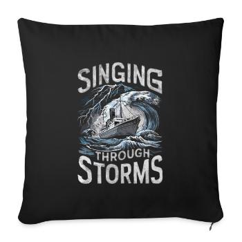 Sailors Sea Shanty Singing Ship Adventures - Sofa pillowcase 17,3'' x 17,3'' (45 x 45 cm) - black - Front