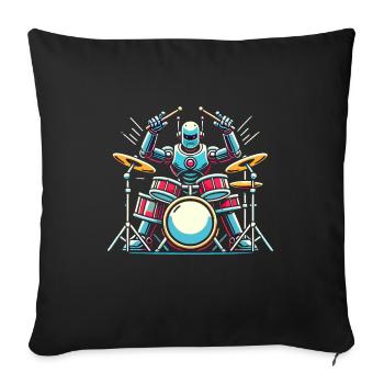 Energetic Robot Drummer Groove - Sofa pillowcase 17,3'' x 17,3'' (45 x 45 cm) - black - Front