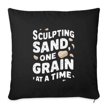 Sculpteurs de sable professionnels sur la plage du - Housse de coussin décorative 45 x 45 cm - noir - Devant