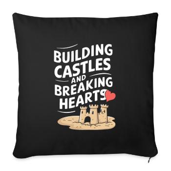 Sculpteurs de sable professionnels sur la plage du - Housse de coussin décorative 45 x 45 cm - noir - Devant