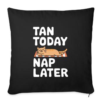 Sunny days with the relaxed cat under the - Sofa pillowcase 17,3'' x 17,3'' (45 x 45 cm) - black - Front