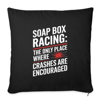 Boîte à savon alimentée par gravité Soap Box Racing Adventure pour le bricolage - Housse de coussin décorative 45 x 45 cm - noir - Devant