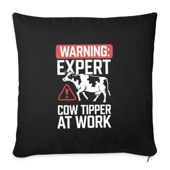 Funny Cow Tipping Joke for Farm Enthusiasts and - Sofa pillowcase 17,3'' x 17,3'' (45 x 45 cm) - black - Front