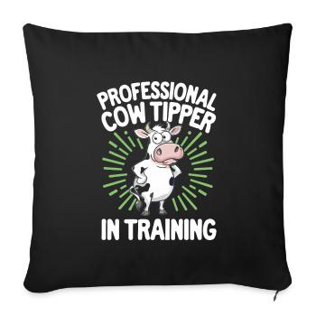 Funny Cow Tipping Joke for Farm Enthusiasts and - Sofa pillowcase 17,3'' x 17,3'' (45 x 45 cm) - black - Front