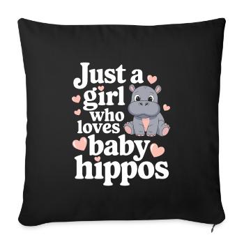 Adorable bébé hippopotame oeuvre pour les amateurs d’hippopotames - Housse de coussin décorative 45 x 45 cm - noir - Devant