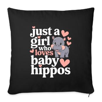 Adorable bébé hippopotame oeuvre pour les amateurs d’hippopotames - Housse de coussin décorative 45 x 45 cm - noir - Devant