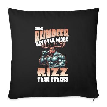 Some reindeer have more rizz - Sofa pillowcase 17,3'' x 17,3'' (45 x 45 cm) - black - Front