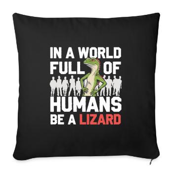 Lizard People Reptile Conspiracy And Secret - Sofa pillowcase 17,3'' x 17,3'' (45 x 45 cm) - black - Front