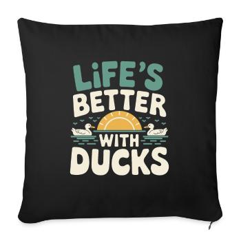 propriétaires de canards domestiques, amoureux des canards, - Housse de coussin décorative 45 x 45 cm - noir - Devant
