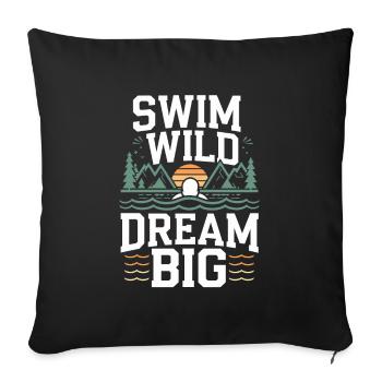 Natation sauvage Aventure en plein air et Open - Housse de coussin décorative 45 x 45 cm - noir - Devant