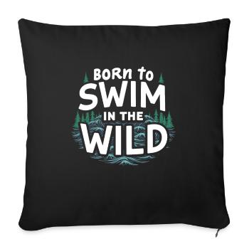 Natation sauvage Aventure en plein air et Open - Housse de coussin décorative 45 x 45 cm - noir - Devant