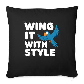 Parrot Owner Parrot Life And Exotic - Sofa pillowcase 17,3'' x 17,3'' (45 x 45 cm) - black - Front
