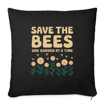 Bee-friendly gardener, pollinator, garden and - Sofa pillowcase 17,3'' x 17,3'' (45 x 45 cm) - black - Front
